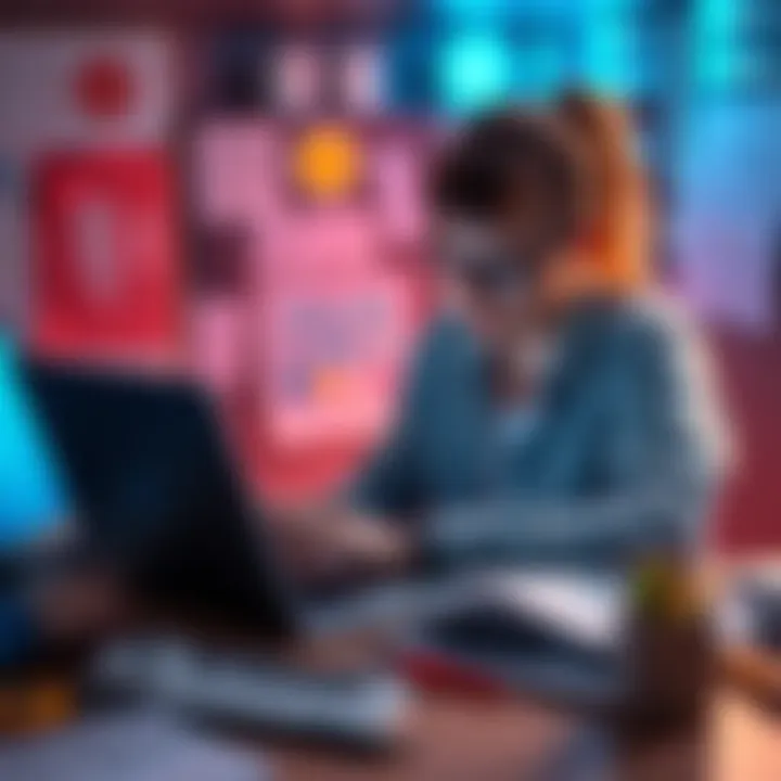 A person working on a laptop, surrounded by notes and materials, engaged in a tech project with Fable