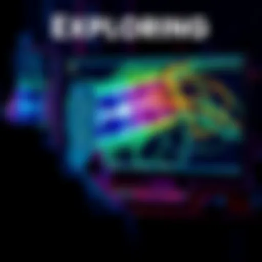 A person working on a computer screen with TouchDesigner software, showing a colorful network of nodes and connections.