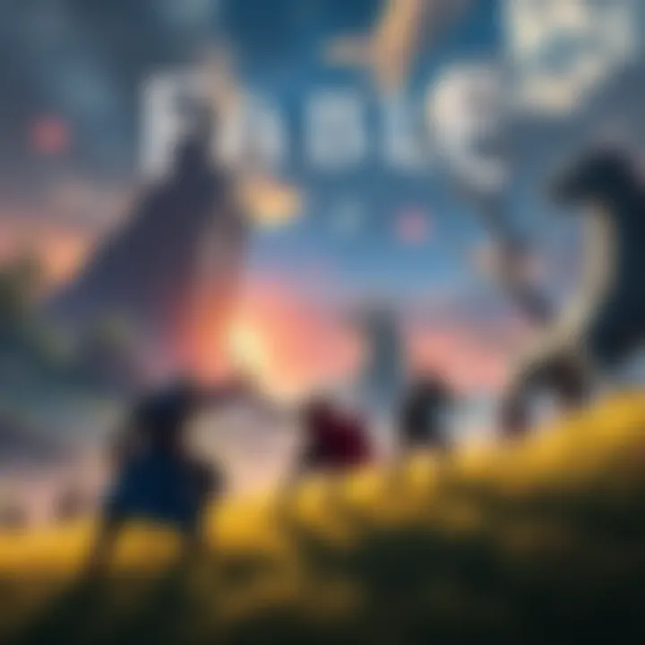 Fable Game Scene A vibrant fantasy landscape showcasing characters from Fable in an action pose with impressive graphics.