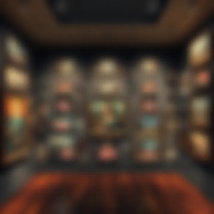 A gallery wall showcasing various pieces of artwork, some labeled as fake, highlighting the confusion in distinguishing real from counterfeit art