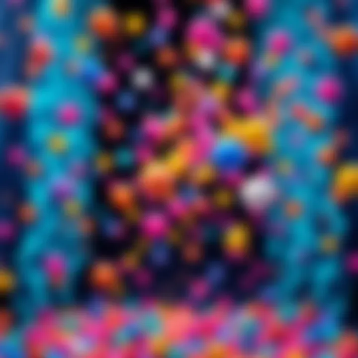 An animation showcasing colorful balls falling in a visually appealing manner, simulating a dynamic effect without using plugins.