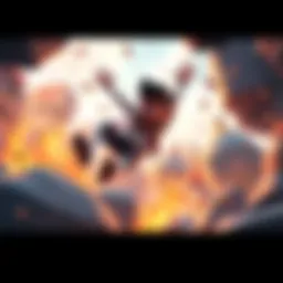 An animation scene showing a character in mid-fall, displaying motion and creativity.