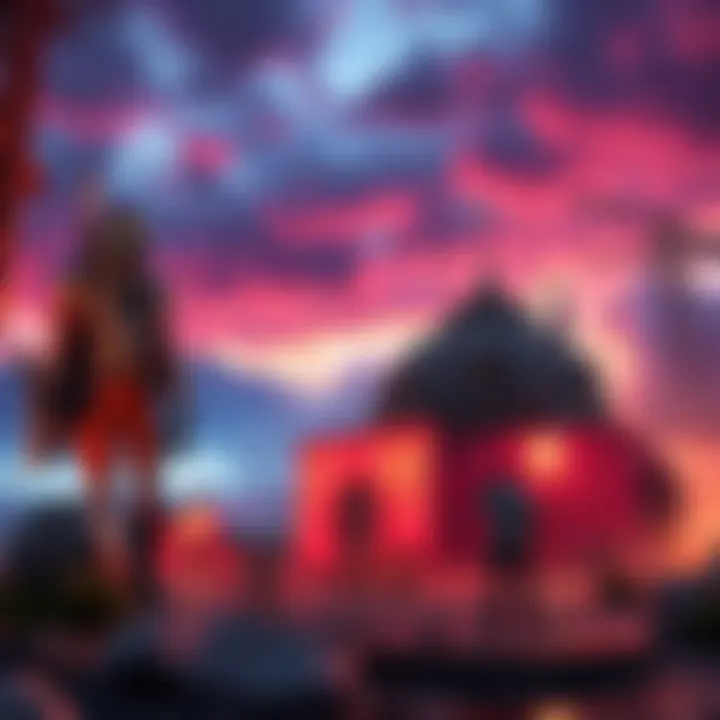 A vibrant scene of a post-apocalyptic world with detailed structures and characters, showcasing advanced 3D techniques in artwork.