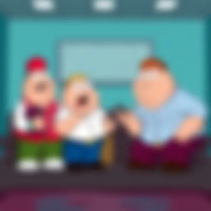 Cartoon family members showing exaggerated reactions to a stroke incident, blending humor and seriousness