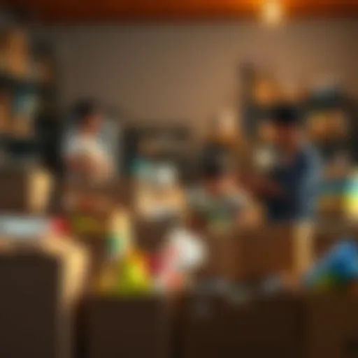 A family in Australia packing food and essentials into boxes, preparing for potential economic instability.