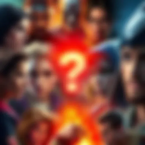 A collage of various fan art pieces showcasing different characters, with a question mark symbol in the center to represent the ethical debate around consent