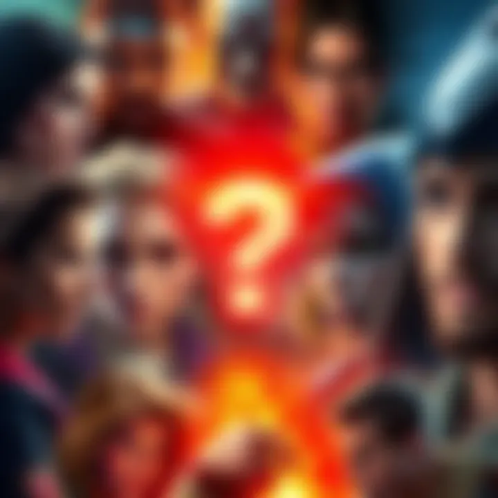 A collage of various fan art pieces showcasing different characters, with a question mark symbol in the center to represent the ethical debate around consent