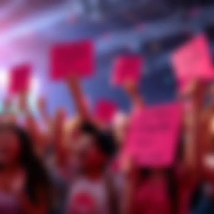 A group of excited fans holding signs and cheering to celebrate the long-awaited release of Pipsqueak.