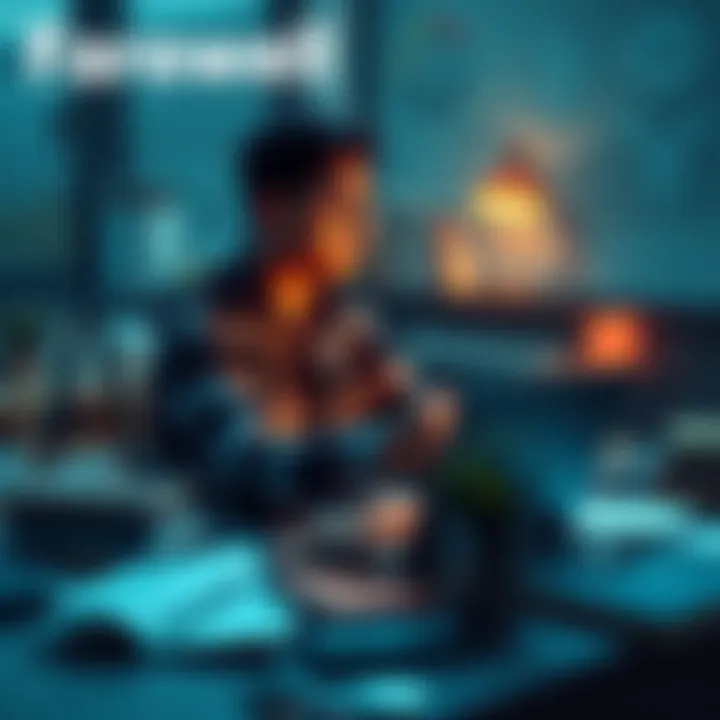 A college student sitting at a desk surrounded by notebooks and a laptop, reflecting on their experiences with AI Dungeon as graduation approaches.