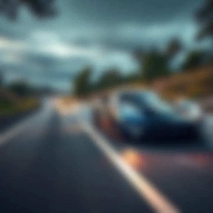A sleek sports car speeding down a highway with blurred surroundings, emphasizing the thrill of high-speed driving.