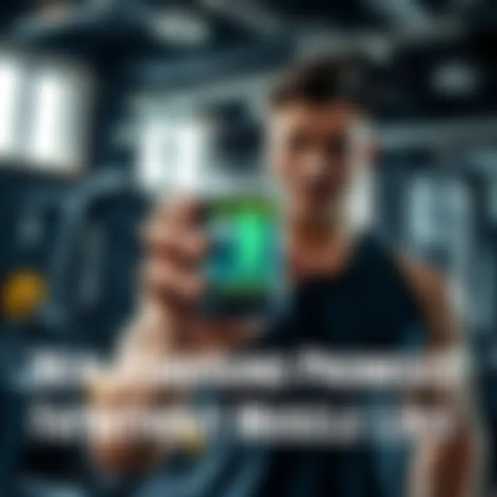 A person working out in a gym, holding a supplement bottle with a symbol of fat burning and muscle preservation, representing fitness goals.