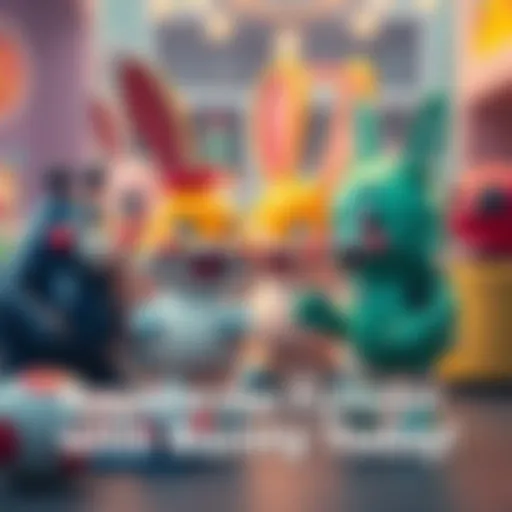 Colorful cartoon characters featuring Fat Fellas and Bunny Bot engaging in a fun setting