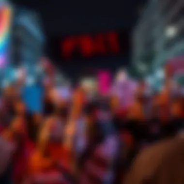 Protesters holding their phones during a demonstration, indicating the FBI's data extraction actions.