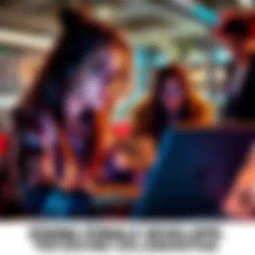 A female developer working on a laptop, brainstorming ideas for a tech project with a team, showcasing collaboration and innovation.