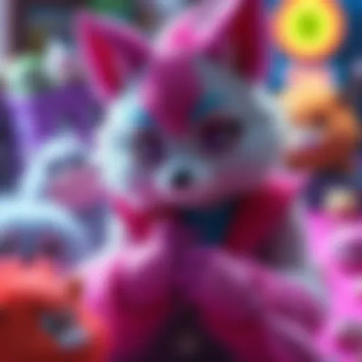 A colorful and playful depiction of a femboy furry character engaged in roleplay, surrounded by fun furry elements.