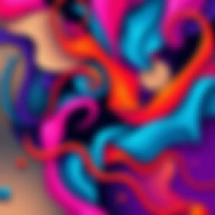 A colorful abstract illustration symbolizing women's diverse sexual fantasies and desires, featuring bold shapes and flowing lines.