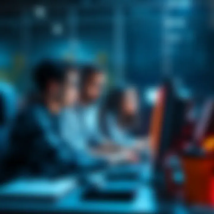 A group of passionate individuals working together at a computer to improve online content quality.