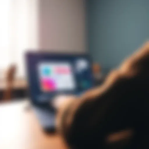 A person using Figma on a laptop, showcasing various design elements and collaborative features on the screen.