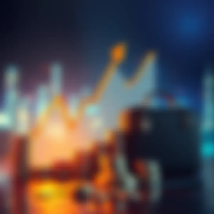 A graph showing rising financial trends with stacks of coins and a briefcase on the side, symbolizing investment opportunities.