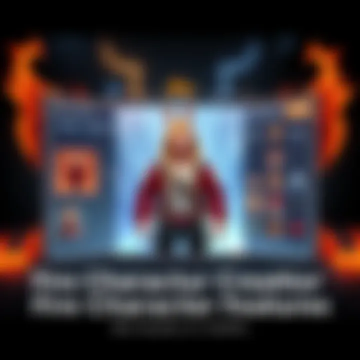 An open interface showing a character creator tool with various customization options like hair, clothes, and accessories.