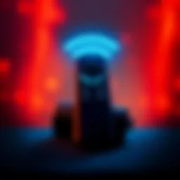 A FireStick remote with a WiFi signal icon above it, symbolizing remote reprogramming.