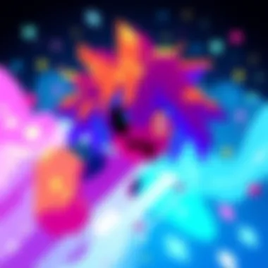 A colorful pixel art piece showcasing a character with bright colors and simple shapes, representing the artist's first attempt at creating pixel art.