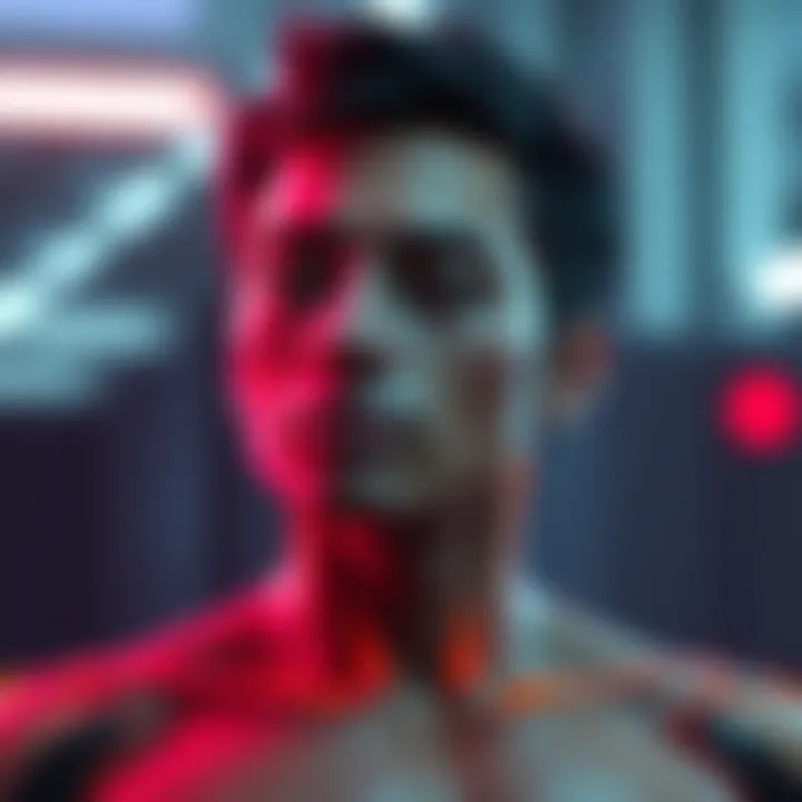 A character showing how to correct the triangle shape at the neck-shoulder area with a focus on pole placement.