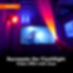 A scene showing a video being illuminated by a flashlight, highlighting the visual content only when light hits it.