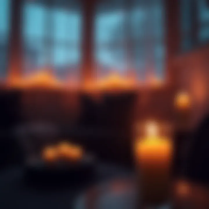 A cozy room with soft candlelight flickering, creating a warm and inviting atmosphere.