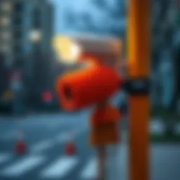 3D-printed Flock Sock attached to a broom handle A slip-on cover called Flock Sock shown on a broom handle, ready to obscure a camera on a streetlight.