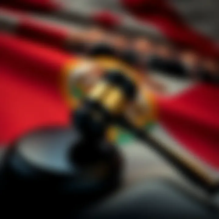 A gavel resting on a Florida state flag with images of controversial behavior cases in the background.