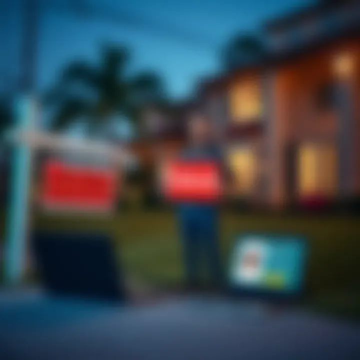 A Florida man stands in front of a sold sign in his yard, with a laptop showcasing ChatGPT beside him, symbolizing modern home selling techniques.