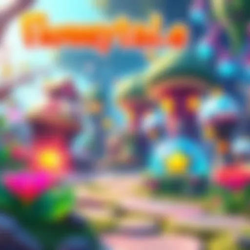 A colorful gaming scene featuring animated characters and vibrant graphics from Floweytale.exe