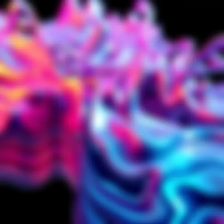 A vibrant 3D render showing fluid dynamics with realistic movement and colors, illustrating how Fluid Simulation transforms graphics.