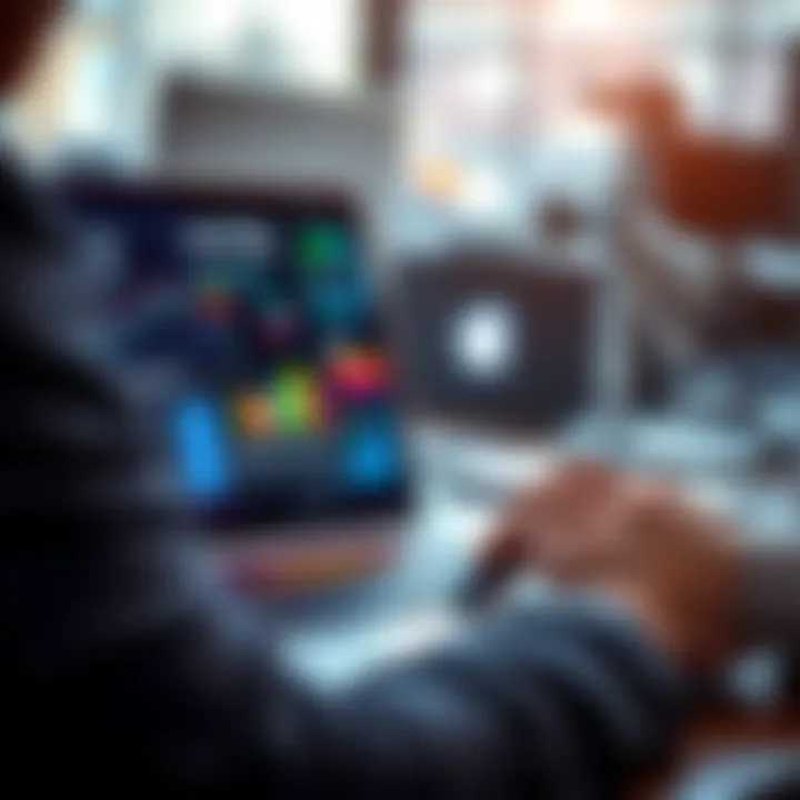 A person using specialized software tools on a laptop to enhance productivity and streamline tasks.