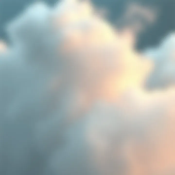 A close-up view of a 3D cloud created using the Fog feature in Cinema 4D, showing various shades and a soft appearance.