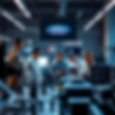 Ford's team of engineers working together in a design studio after rehiring over 300 skilled professionals