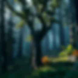 Forest Biome Challenges A dense forest scene showing various trees and undergrowth, illustrating the complexities of creating realistic forest biomes in video games.