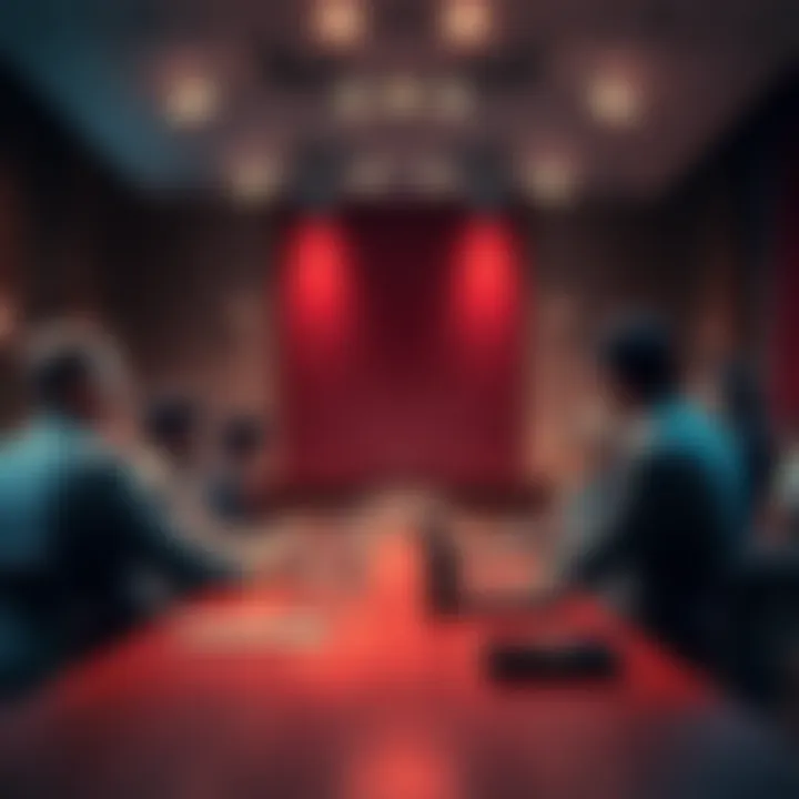 Forum Discussion A group of people debating at a table, representing diverse opinions in a forum setting.