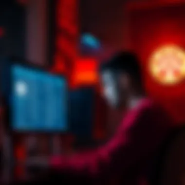 A person looking frustrated at their computer screen after receiving a mute in an online forum for mentioning a celebrity name.