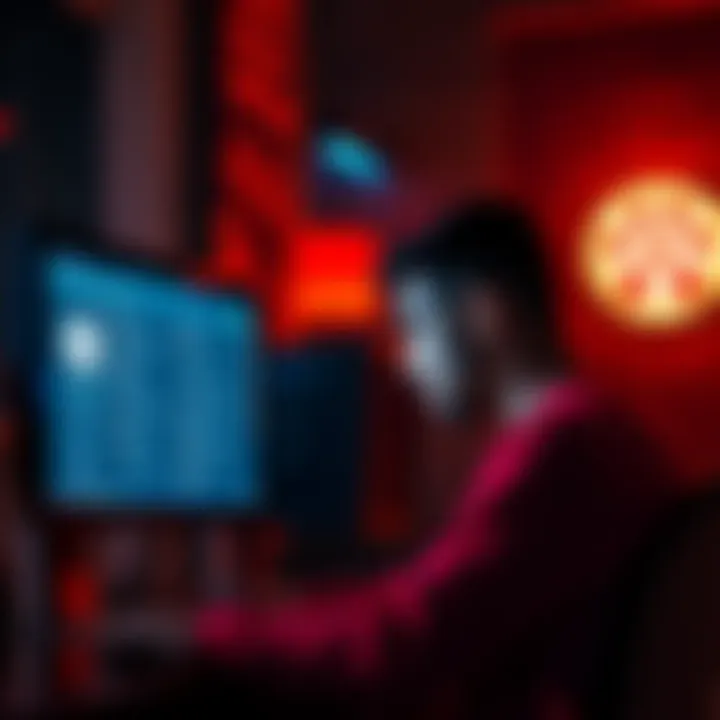A person looking frustrated at their computer screen after receiving a mute in an online forum for mentioning a celebrity name.