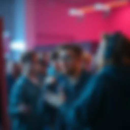 Group of long-time forum users looking worried about new age verification rules, discussing among themselves in a digital space.