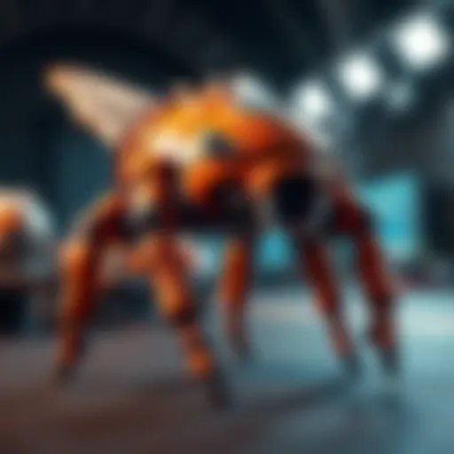 A detailed view of a four-legged enemy character in a game, showcasing movement, design features, and contrasting animation styles.