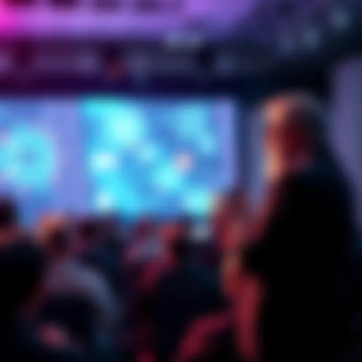 François Chollet speaking at a conference on artificial general intelligence, audience engaged with questions about AGI development