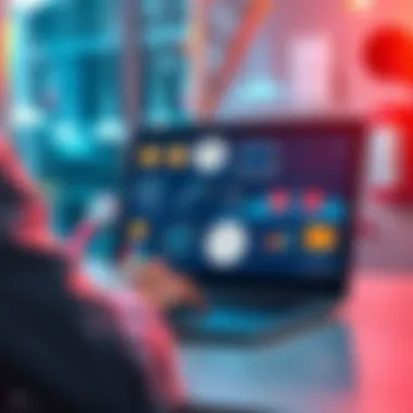 Free AI Tools Overview A person using a laptop showcasing various AI tools for writing and research on the screen