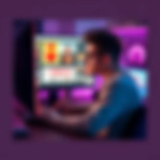 A person sitting at a computer, looking at various websites offering free NSFW options, with a thoughtful expression.