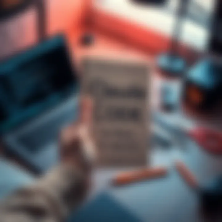 A hand holding a book titled 'Claude Code for the Rest of Us' with a laptop and tools on a desk
