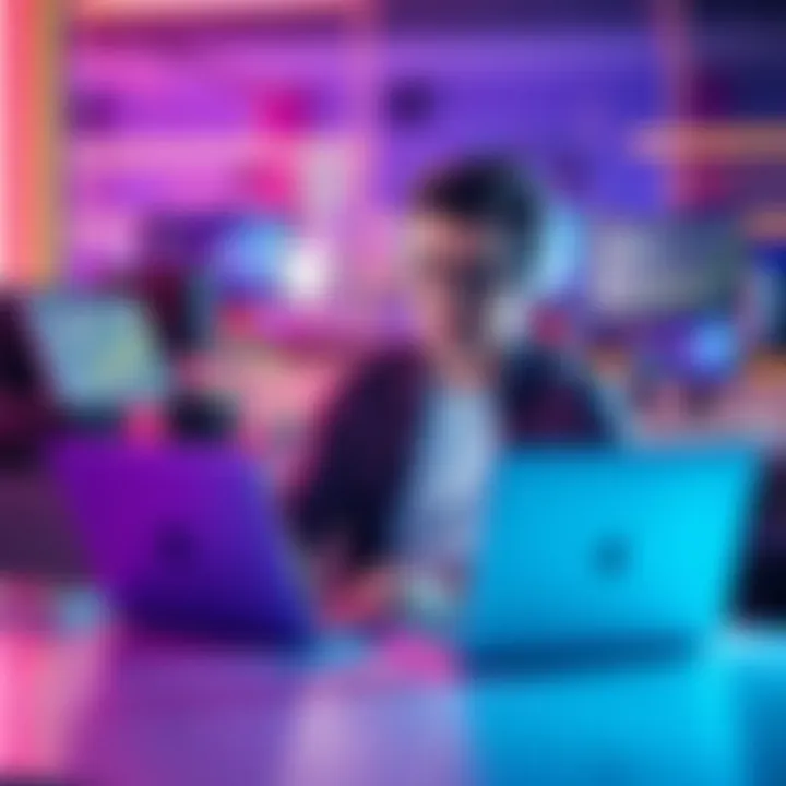 A freelancer sitting at a desk with a laptop, highlighting AI services and strategies for boosting income.