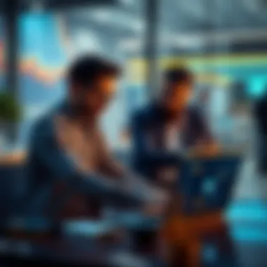 Freelancer discussing project issues over a laptop with AI suggestions on the screen