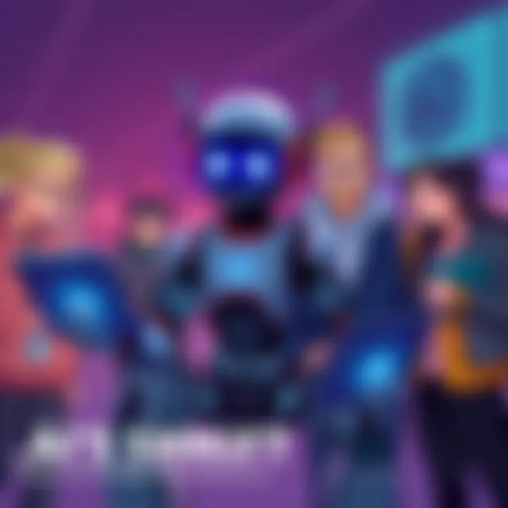 An illustration showing a friendly robot helping a diverse group of people, including a programmer, a student, and a businessperson, highlighting the shift in AI's perception.